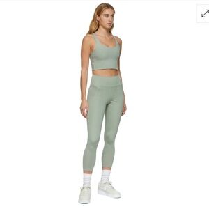 girlfriend collective workout set in agave green